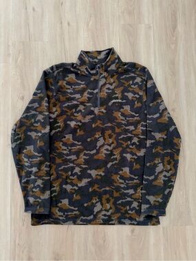 Eddie Bauer Fleece Camo Quarter Zip Size XL
